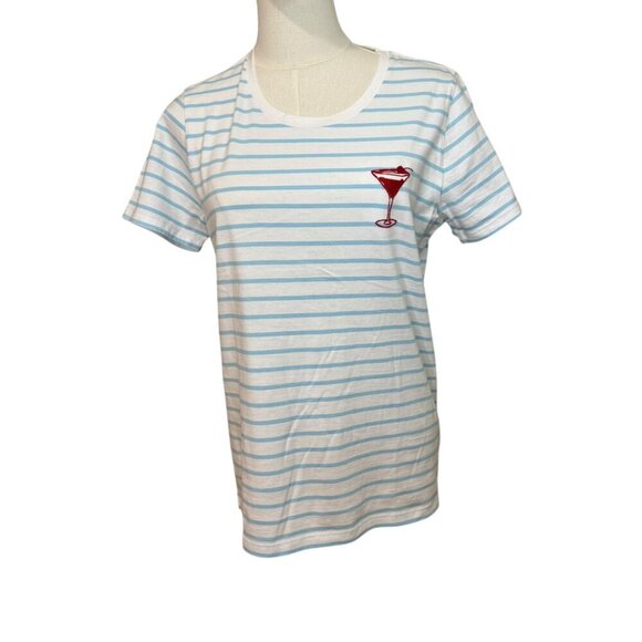 Short-sleeve striped martini graphic tee.  Collector Tee. J.Crew - Picture 1 of 5